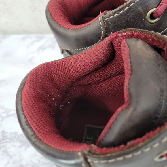 American Eagle Vintage Brown Leather  Boots with Deep Red Laces Chunky Lug Soles - Picture 9 of 12